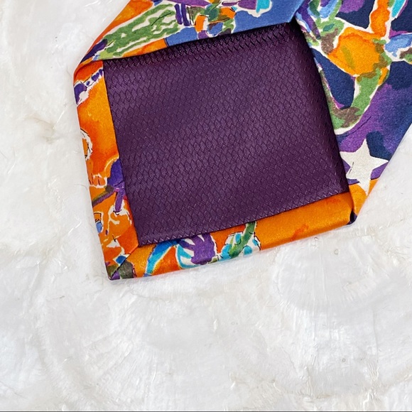 Cirque Du Soleil Orange Blue 1987 Premiere Mens Silk Tie Colorful - Picture 5 of 13